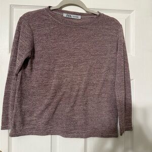 Zara Mauve Heathered Crewneck Shirt